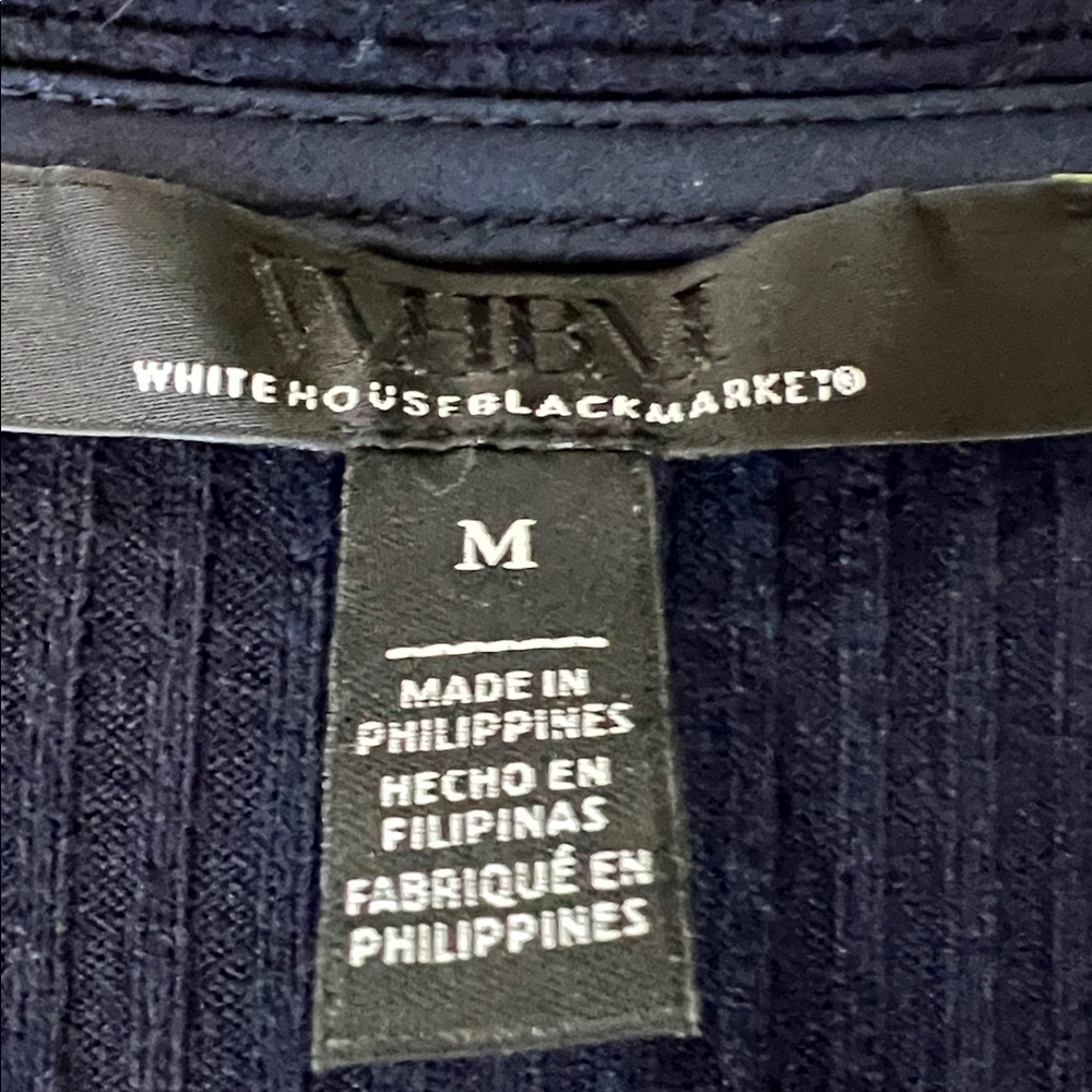 NEW White House Black Market Navy Blue Ribbed Dolman Tunic - Picture 4 of 7
